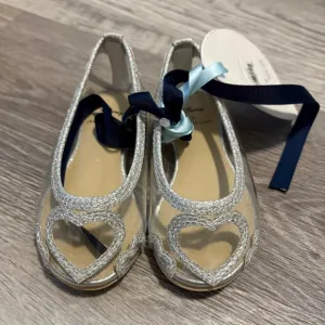 Janie and Jack Silver Dress Shoes with Glittery Finish