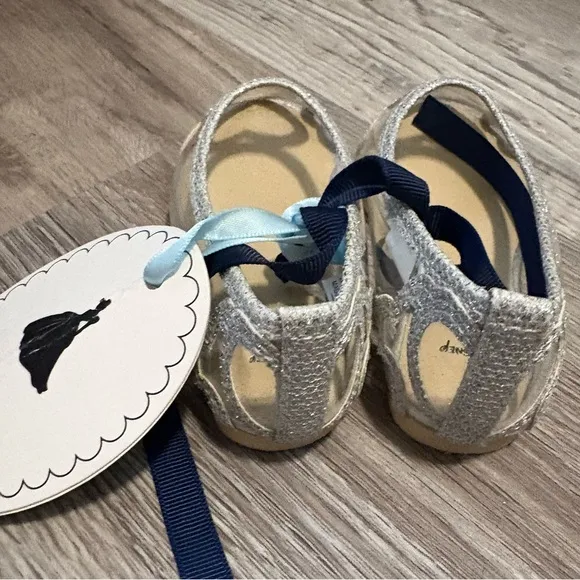 Janie and Jack Silver Dress Shoes with Glittery Finish