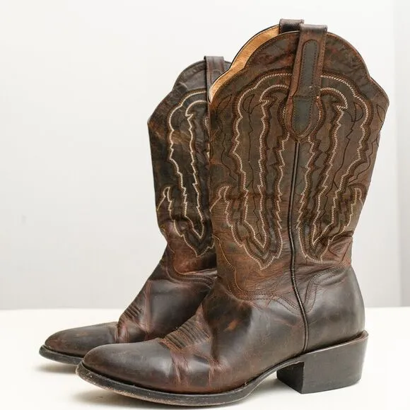 JB Dillon Goat Leather Western Brown Boots JBM3205 Men’s 8.5 D Cowboy Handmade