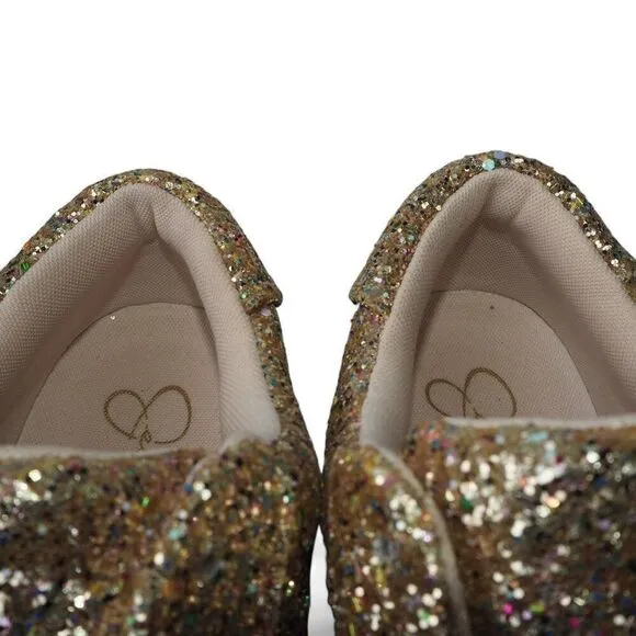 Jessica Simpson Silesta 4 Glitter Embellished Casual Sneakers Gold Women's 7.5M