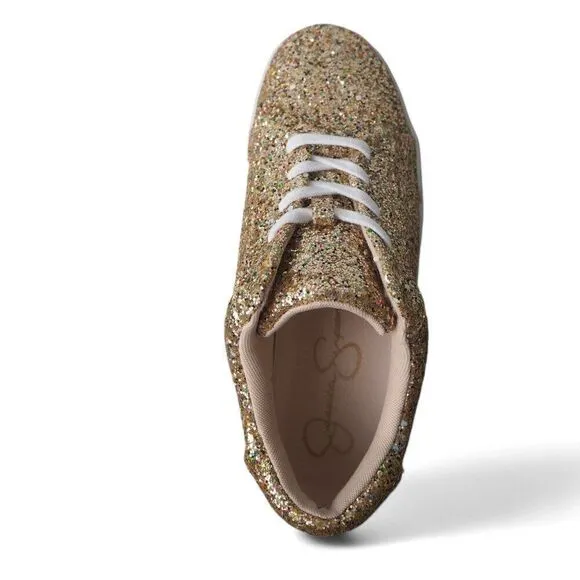 Jessica Simpson Silesta 4 Glitter Embellished Casual Sneakers Gold Women's 7.5M
