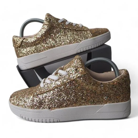 Jessica Simpson Silesta 4 Glitter Embellished Casual Sneakers Gold Women's 7.5M