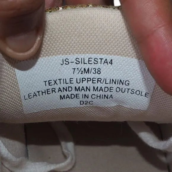 Jessica Simpson Silesta 4 Glitter Embellished Casual Sneakers Gold Women's 7.5M