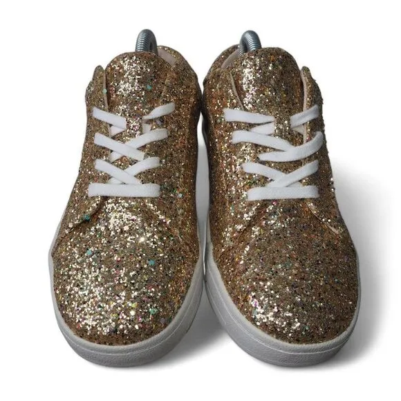 Jessica Simpson Silesta 4 Glitter Embellished Casual Sneakers Gold Women's 7.5M