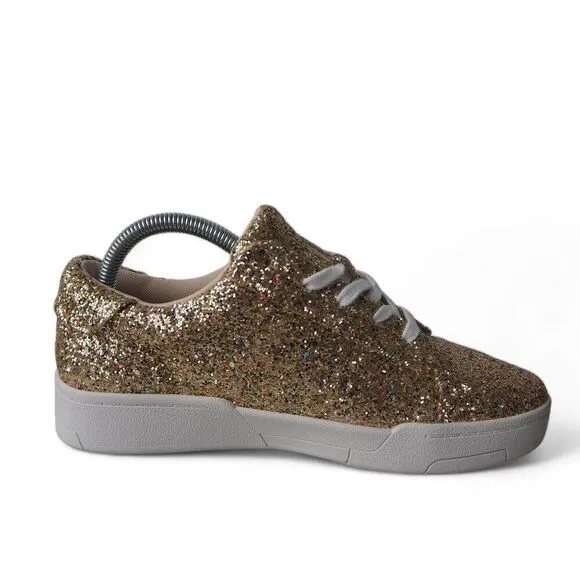 Jessica Simpson Silesta 4 Glitter Embellished Casual Sneakers Gold Women's 7.5M