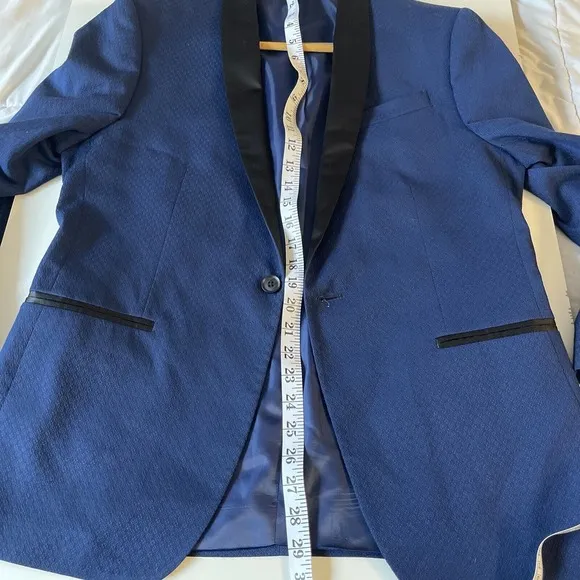 JF J. Ferrar Blue Baroque Printed Evening Jacket Blazer Mens 40S Slim Fit