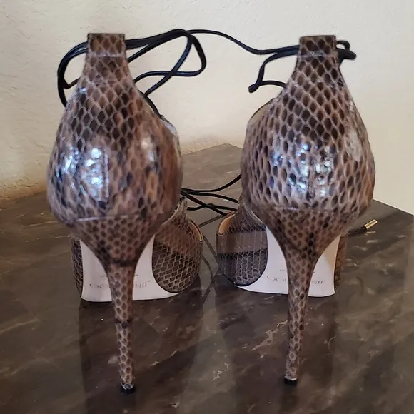 Jimmy Choo Hoops Snakeskin Lace-Up Heels