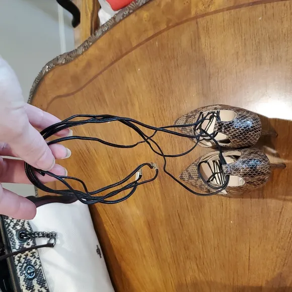 Jimmy Choo Hoops Snakeskin Lace-Up Heels