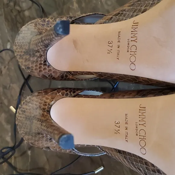 Jimmy Choo Hoops Snakeskin Lace-Up Heels