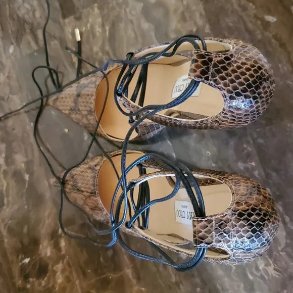 Jimmy Choo Hoops Snakeskin Lace-Up Heels