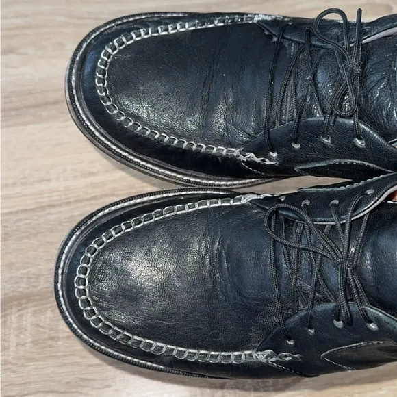 John Fluevog Angels High Point Black Moccasin Stitched Chukka‎ Shoes Size 10