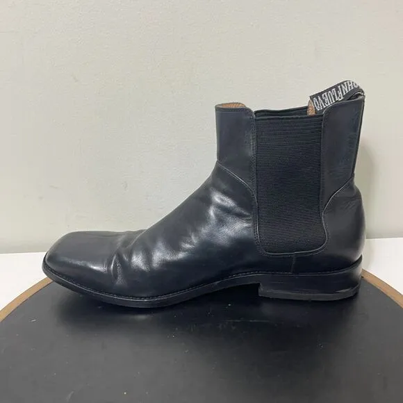 John Fluevog Boots Men 10.5 Black Gratitude Leather Ankle Chelsea