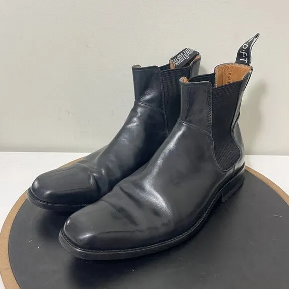 John Fluevog Boots Men 10.5 Black Gratitude Leather Ankle Chelsea