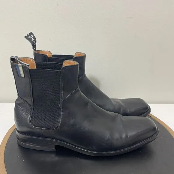 John Fluevog Boots Men 10.5 Black Gratitude Leather Ankle Chelsea