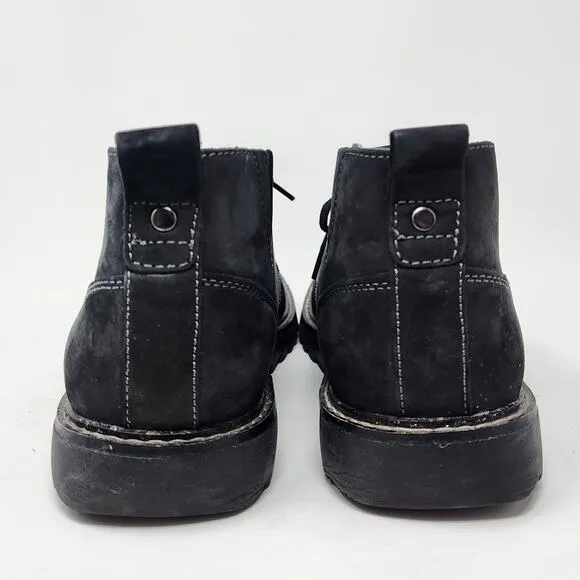 Johnston &amp; Murphy Chukka Boots Men 8.5M Black Leather and Knit Lace-up 59-1335