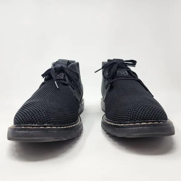 Johnston &amp; Murphy Chukka Boots Men 8.5M Black Leather and Knit Lace-up 59-1335