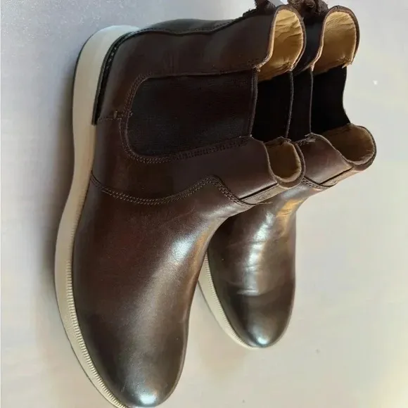 Johnston &amp; Murphy Felder Chelsea Shoe Men Sz 8.5 Brown Leather  Sheepskin Boots