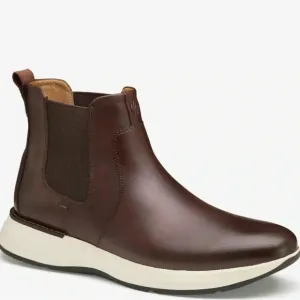 Johnston &amp; Murphy Felder Chelsea Shoe Men Sz 8.5 Brown Leather  Sheepskin Boots