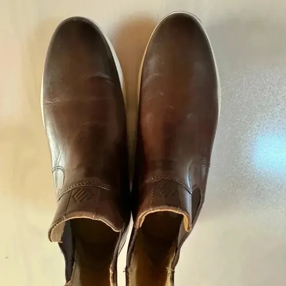 Johnston &amp; Murphy Felder Chelsea Shoe Men Sz 8.5 Brown Leather  Sheepskin Boots