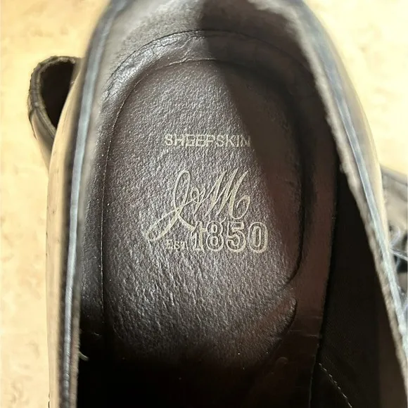 Johnston Murphy 1850 Mens Shoes Size 12 M Black Leather Oxford Brogue Derby Nice