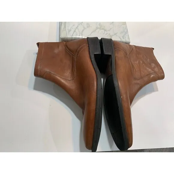 Johnston Murphy Men Boots 1476 Leather Size 10.5 Made in India Side Zip Brown