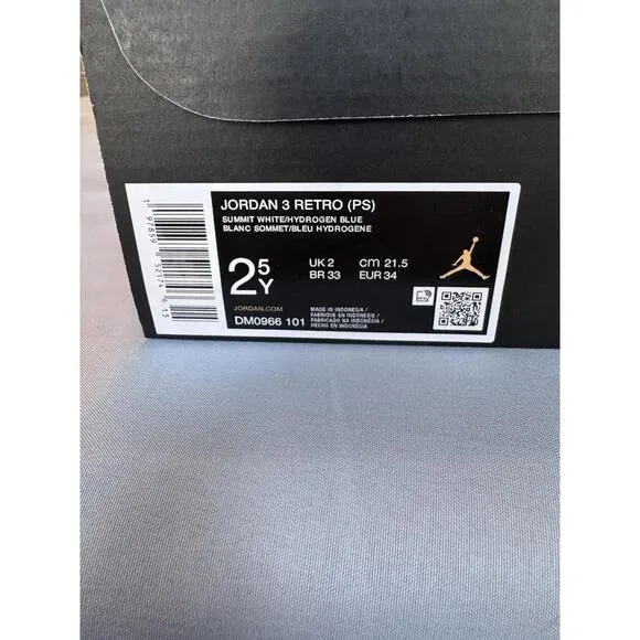 Jordan 3 Retro Lucky Shorts (PS) DM0966-101 US Preschool Size 2.5Y