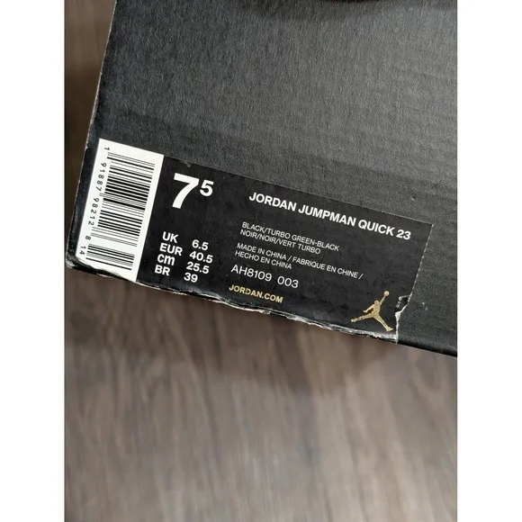 Jordan Jumpman Quick 23 Basketball Shoes Black Turbo Green AH8109-003 7.5