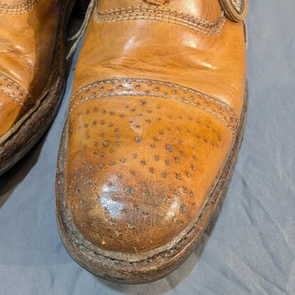 Jose Markham Brogue Tan Leather Cap Toe Ankle Boots Men Size 8