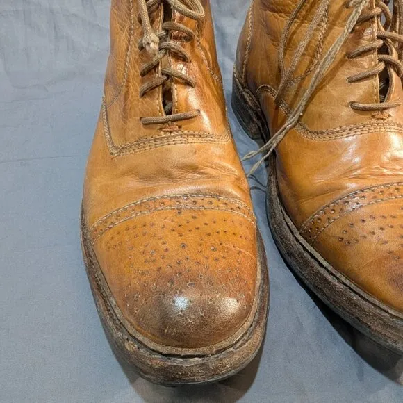 Jose Markham Brogue Tan Leather Cap Toe Ankle Boots Men Size 8