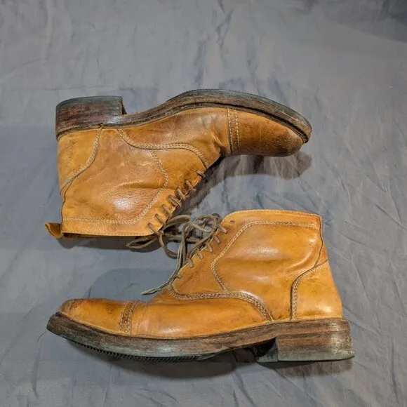 Jose Markham Brogue Tan Leather Cap Toe Ankle Boots Men Size 8