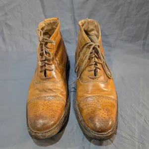 Jose Markham Brogue Tan Leather Cap Toe Ankle Boots Men Size 8