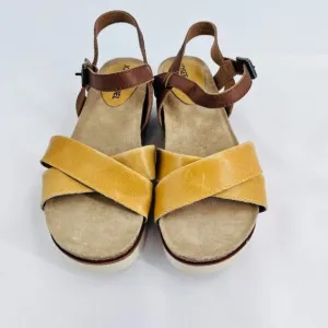 Josef Seibel Women's  Clea 10 Sandals Size 40 Yellow Combi Leather