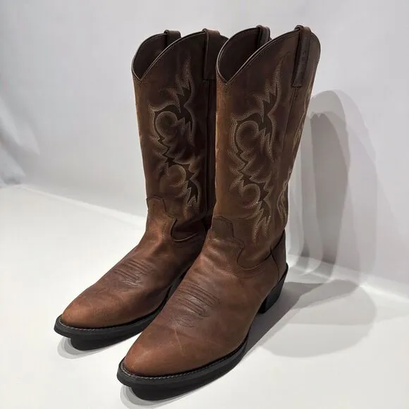 Justin 2551 Stampede 13&quot; Brown Leather Western Boots Men 11D - Very Minimal Wear