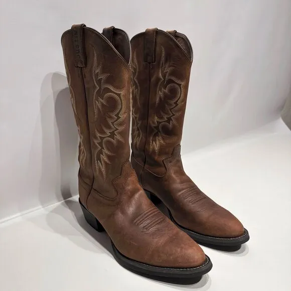 Justin 2551 Stampede 13&quot; Brown Leather Western Boots Men 11D - Very Minimal Wear