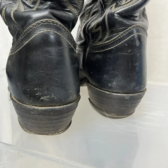 Justin Boots Men Size 8D‎ Black Pointed Toe Western Cowboy Boot Style 2005