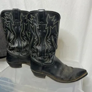 Justin Boots Men Size 8D‎ Black Pointed Toe Western Cowboy Boot Style 2005