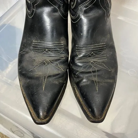 Justin Boots Men Size 8D‎ Black Pointed Toe Western Cowboy Boot Style 2005