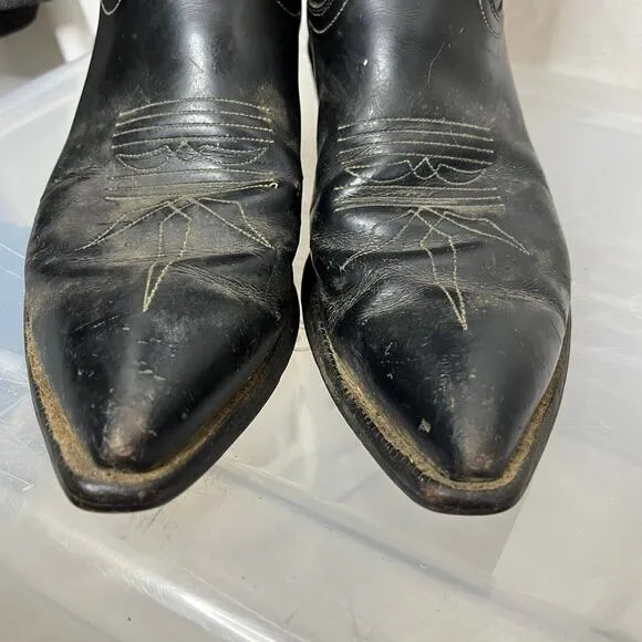 Justin Boots Men Size 8D‎ Black Pointed Toe Western Cowboy Boot Style 2005