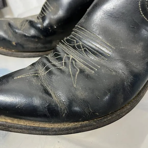 Justin Boots Men Size 8D‎ Black Pointed Toe Western Cowboy Boot Style 2005