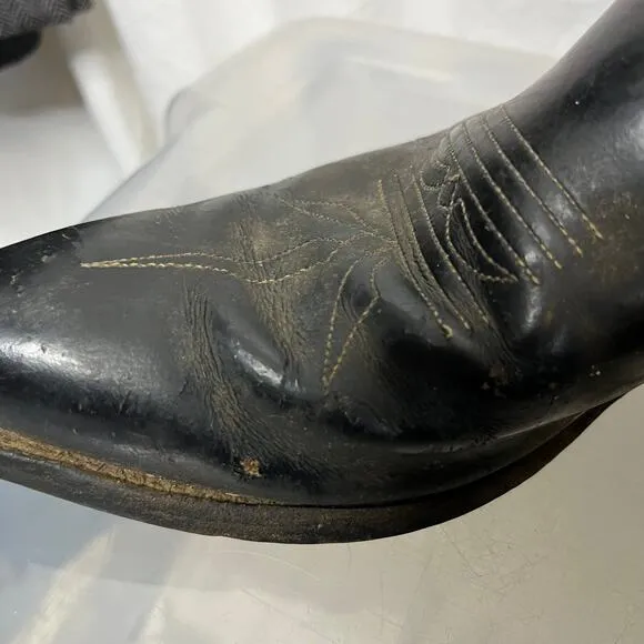 Justin Boots Men Size 8D‎ Black Pointed Toe Western Cowboy Boot Style 2005