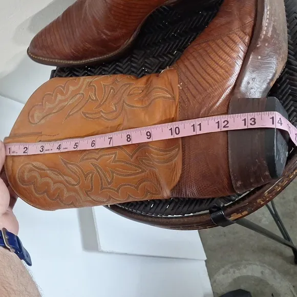 Justin Cowboy Boots Lizard Skin / Leather Men Sz 9 1/2