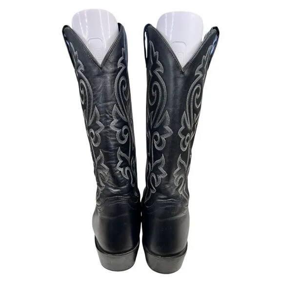 Justin Men’s Black Leather Narrow Western Cowboy Boot Size US 13 B