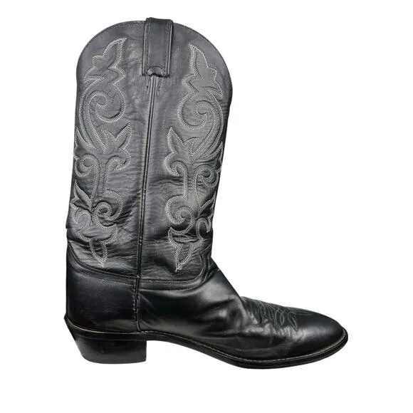 Justin Men’s Black Leather Narrow Western Cowboy Boot Size US 13 B