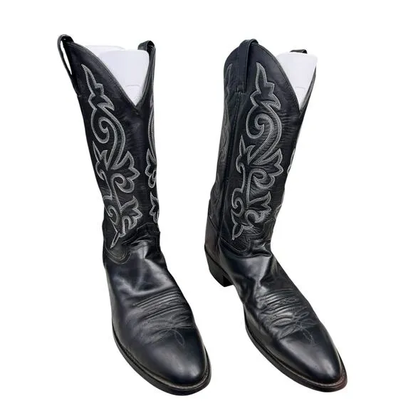 Justin Men’s Black Leather Narrow Western Cowboy Boot Size US 13 B