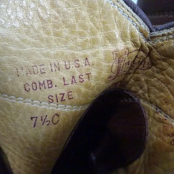 Justin 3802 Men Roper Boots Size 7 1/2C Made In the USA