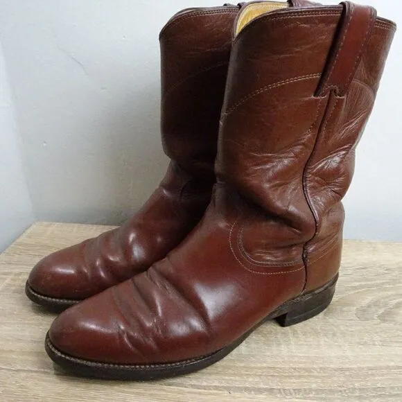 Justin 3802 Men Roper Boots Size 7 1/2C Made In the USA