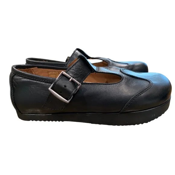 Kalso Earth Shoes Faroe Lotus Black Leather Buckle Shoes 7.5