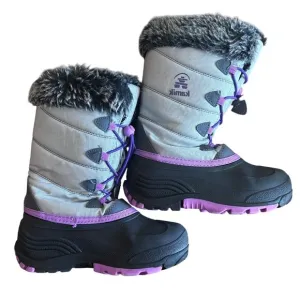 Kamik Snowangel Insulated Winter Boots Faux Fur Lining Silver Pink Size Girls 3