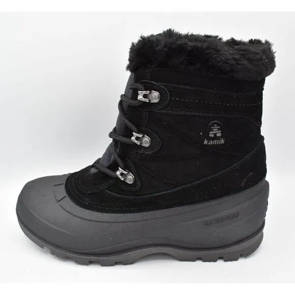 Kamik Womens Size 9 Snowbound Black Waterproof Insulated Suede Winter Pac Boots