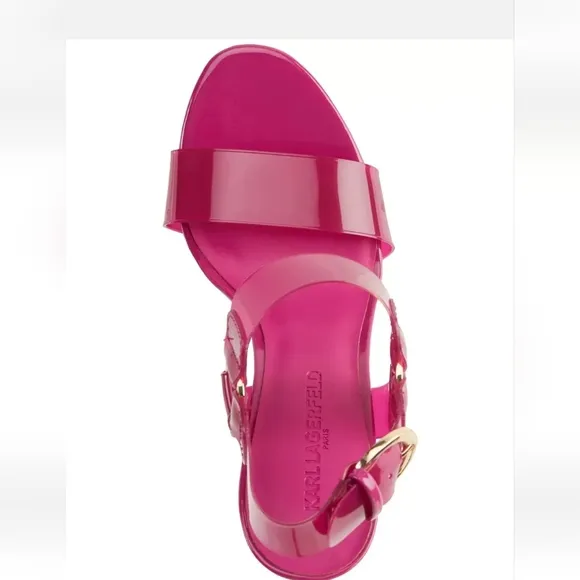 KARL LAGERFELD PARIS Cieone Clear Vinyl Ankle Strap Dress Sandals